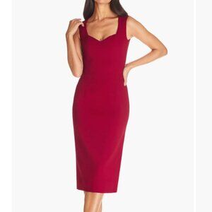 Dress the Population Elle Sweetheart Neck Sheath Midi Dress - Size Medium - Red